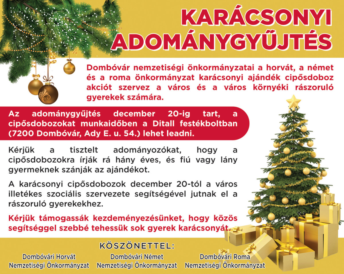 Karácsonyi adománygyűjtés a helyi nemzetiségi önkormányzatok felhívására